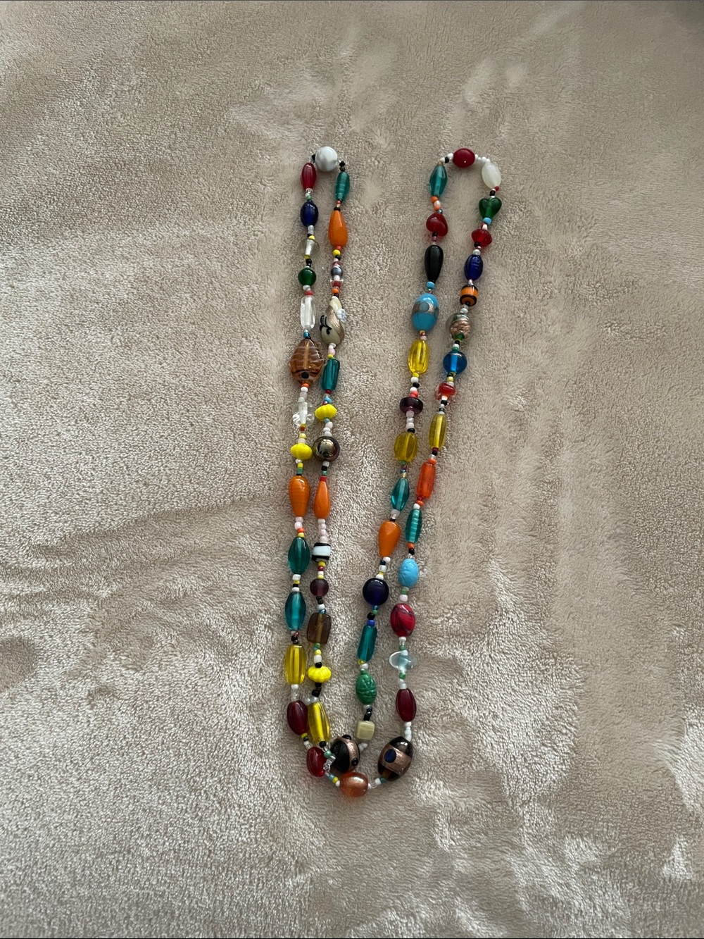 Multi-Color Beaded Women’s Necklace - Colorful Glass & Resin Beads